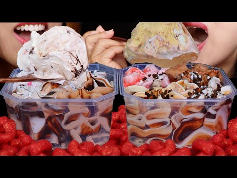 ASMR EATING BIG GELATO ICE CREAM TUB SAMPLERS 아이스크림 리얼사운드 먹방 アイスクリーム 冰淇淋 Kem cây | Kim&Liz ASMR