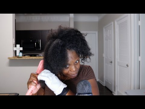 Preparing Hair Routine 2 Pinktail Braids Before Wig ASMR Chewing Gum/Brushing/Combing Sounds