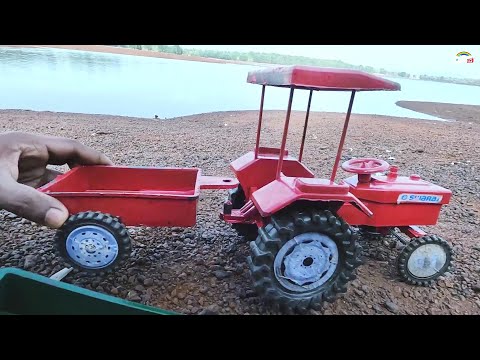 mini swaraj Tractor Abergine load stuck in mud help mini john deere Tractor | jcb video