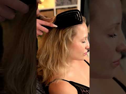 Lea's fingertips trace the Client's hair, introducing a metal whisk that taps like distant rain, mel