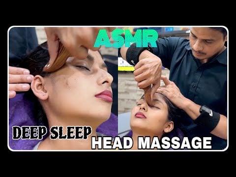 ASMR PLEASENT USE OF THAI WOODEN MASSAGER TOOL FOR INTENSE HEAD MASSAGE BY INDIAN BARBER RIZWAN
