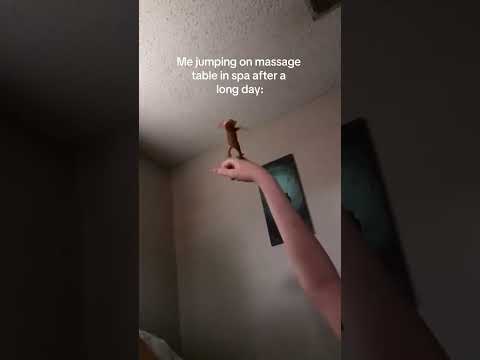 me jumping on a massage table in spa