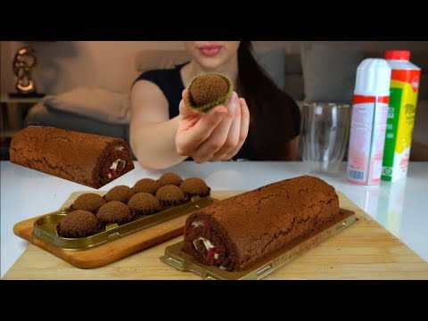 ASMR | Chocolate Raspberry Cake & Chocolate Honey Nuggets | EATING SOUNDS | NoTalking | Lady M. ASMR