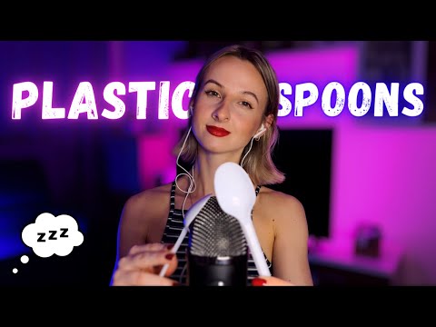 4K ASMR | Plastic Spoons On Mic (Brain Massage)