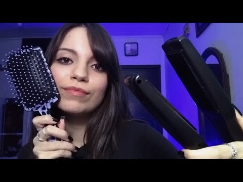 ASMR - Fazendo chapinha no seu cabelo (mouth sounds)