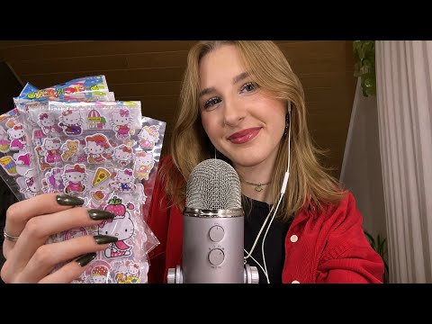 ASMR | hello kitty stickers (plastic crinkles) (whispering)