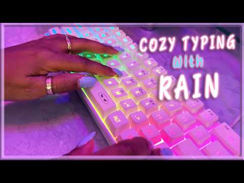 ASMR ✨ Cozy KEYBOARD TYPING With RAIN 1 HR ✨ For Relaxing, Work, Sleep, Gaming (No Talking)