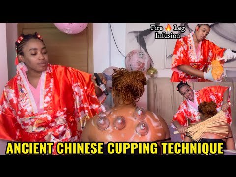 ASMR FIRE🔥CUPPING CHINESE TRADITIONAL MOXIBUSTION,CANDLE WAX FOOT INFUSION,INTENSE MUSCLE RELAXATION