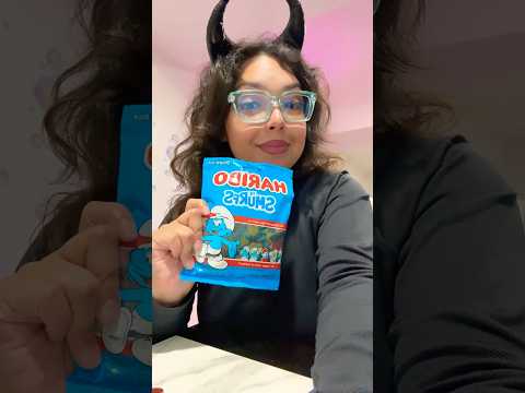 HARIBO ASMR | chewing SMURFS gummy candy sounds #haribo #gummy