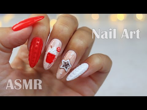 ASMR Christmas NAIL Art Tutorial Design 💅 🎄АСМР Делаю НОВОГОДНИЙ МАНИКЮР Дизайн ногтей