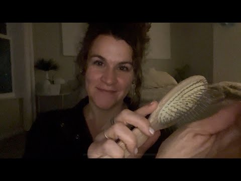 ASMR: Playing with Your Hair Before Bed (Hair Styling, Hair Parting, Hair Clipping) 