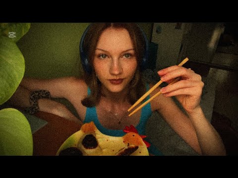 asmr eating crispy pierogi that I made and burned