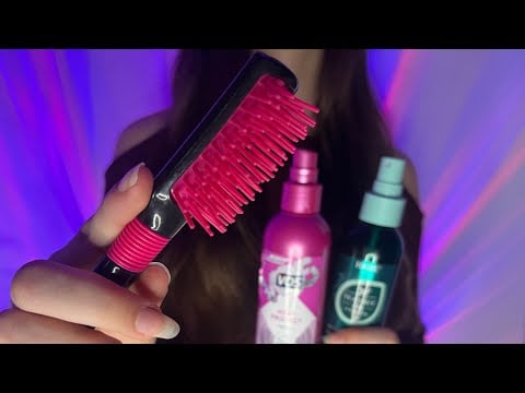ASMR Spraying + brushing your hair | no talking 
