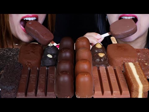 ASMR MILK VS DARK CHOCOLATE MINI MARSHMALLOWS, KITKATS, OREO ICE CREAM BAR, CHEESECAKES, DOVE BAR 먹방