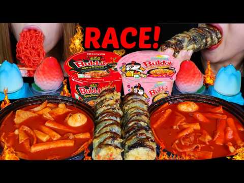 ASMR RACE VIRAL FRUIT ICE CREAM, 10X SPICY BULDAK RAMEN, TTEOKBOKKI, GIANT FRIED SUSHI 먹방