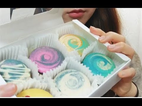 MACARON ASMR 마블 마카롱 이팅사운드 노토킹 먹방 No talking Eating Sounds Mukbang