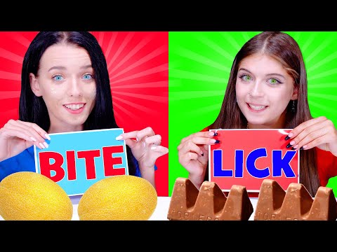 BITE OR LICK ASMR FOOD CHALLENGE | EATING SOUNDS LILIBU #3