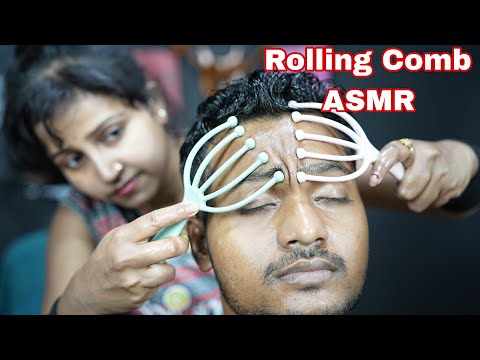 Her Hands Is Perfect For Rolling Comb ASMR Massage | Barber Girl Chaitali Doing Tapping & Scratching