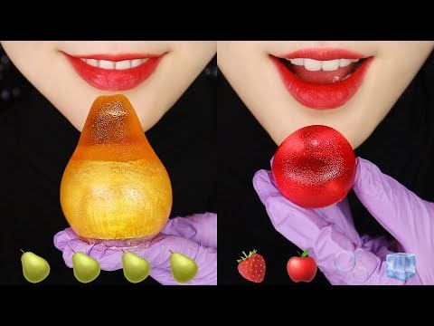 GLASS JELLY ASMR SILKY GEM ASMR GLASS FRUITS ASMR MUKBANG ASMR 🍎