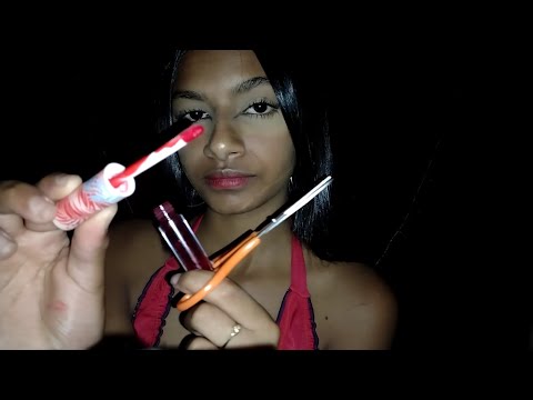 ASMR-CORTANDO SEU CABELO E FAZENDO SUA MAKE