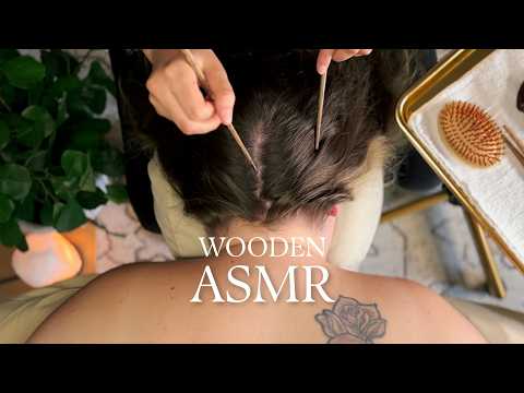 Wooden Tool Scalp Massage | ASMR Hair Play for Sleep & Relaxation [No Talking]