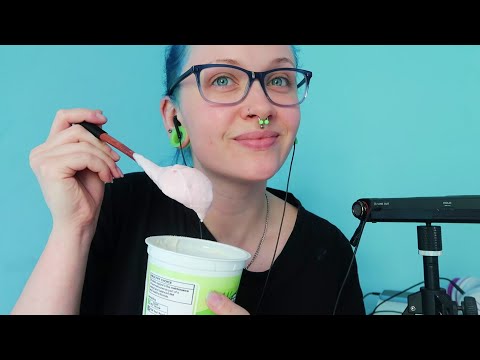 ASMR Strawberry Delight GREEK YOGURT PUDDING | Eating Sounds 😋