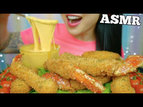 ASMR FRIED KING CRAB, PICKLES + CHEESE SAUCE (EATING SOUNDS) LIGHT WHISPER | SAS-ASMR