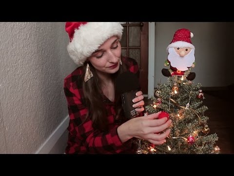 ASMR Christmas *TINGLES* My Outfit | Decoration Tapping | Tour & Binaural Whispering