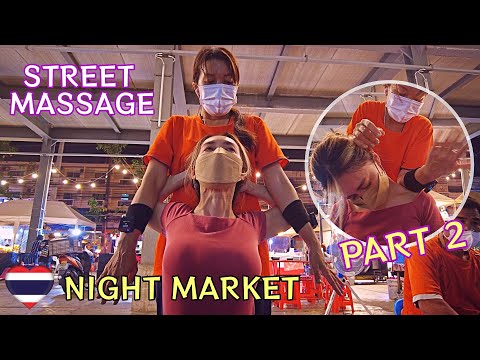 $2 Cheap Head & Shoulder Street Massage with Natural Street Sound at Thai Night Market | ASMR