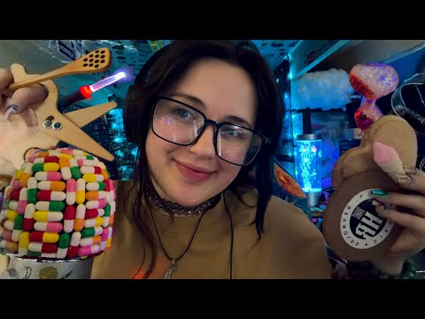 ASMR water sounds, wood tapping, snips, mouth sounds, fluffy mic, mic scratching