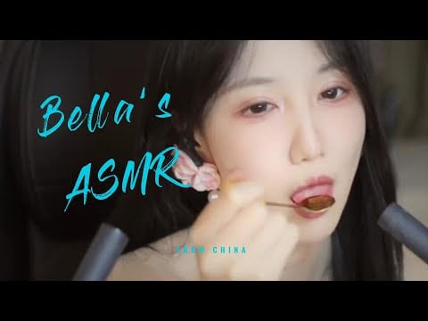 【贝拉小姐姐 ASMR】吃果冻，扇子，口水画