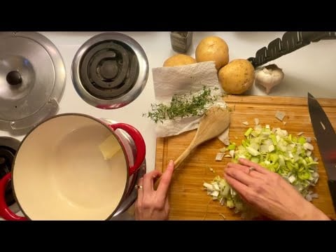 Cozy Potato Leek Soup ~ Cooking with Linda Soft Spoken ASMR & Kitchen Sounds