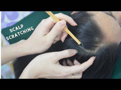 ASMR Hair Parting With Sticks, Hair Combing & Scalp Scratching Sounds For Headache Reduce