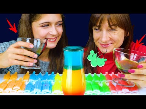 ASMR NIK-L-NIPS WAX BOTTLES MIXED JUICE CANDY DRINKS EATING SOUNDS MUKBANG | LiLiBu ASMR