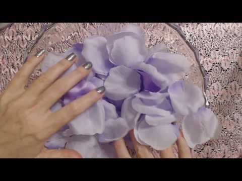 ASMR ~ Handling Satin Rose Petals / Light Glass Tapping / Some Whispering