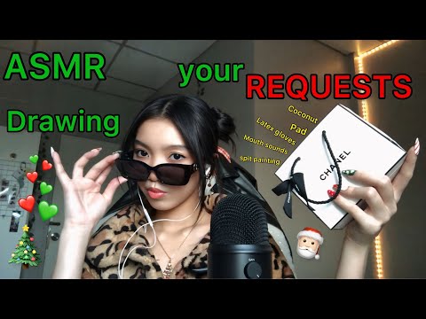 ASMR|Drawing your REQUESTS🎄🎅🏻~asmr elle~