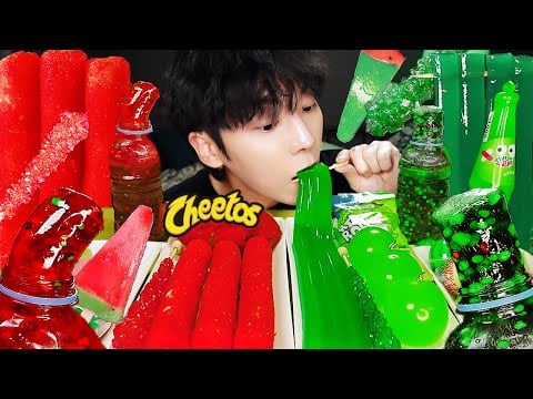 ASMR MUKBANG | 직접 만든 치토스 양념치킨 꿀젤리 수박 디저트 아이스크림 먹방 & 레시피 CHEETOS DESSERT WATERMELON JELLY