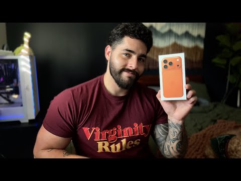 ASMR iPhone 17 Pro Unboxing and Set Up 🧡 Cosmic Orange 🧡 Male ASMR