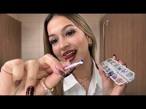 ASMR $5 Tooth Gems in School Bathroom😬💎
