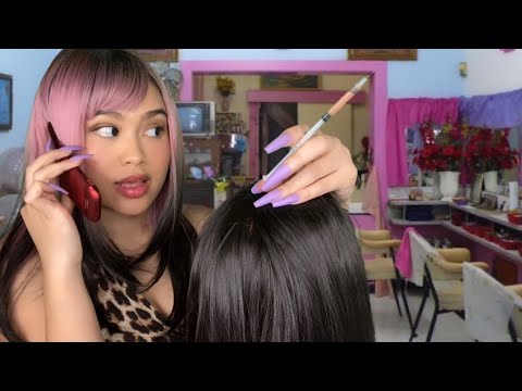 ASMR Rude Hairdresser (NY Accent) Gives U Scalp Check, Haircut, Lip Injections | Scalp Scratch, gum