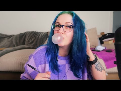 ASMR Bubblegum Chewing & Blowing Whilst Writing