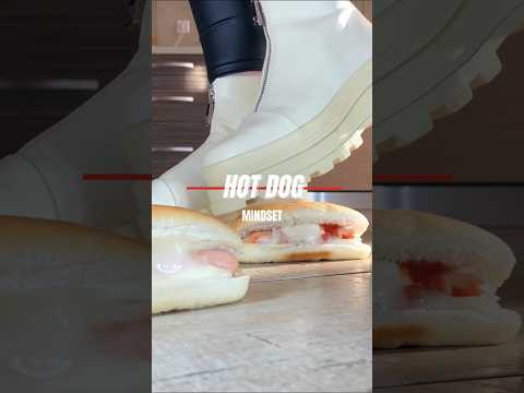 White Rabbits vs. Hot Dogs! Oddly Satisfying Boots Crushing Food! ASMR