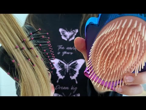 ASMR brushing your hair | real hair AND imaginary hair | hair brushing | blow drying | spray sounds