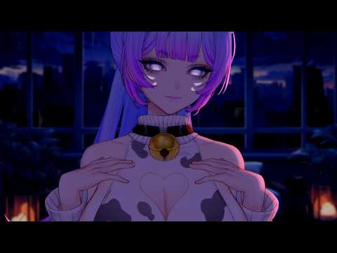 ASMR 🐮 Cyber Cow Gives You Ear Attention on a Rainy Night 🌧️