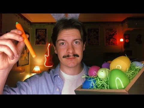 [ASMR] Lens Tapping with A Carrot & Easter Egg Cracking Trigger with Positive Affirmations
