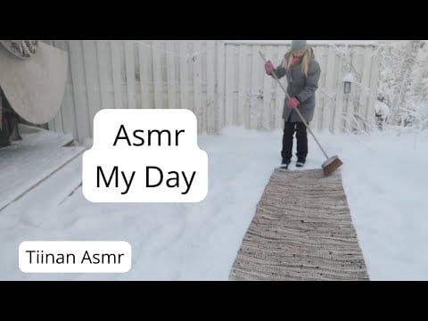 ASMR My Day: A winter day in Finland – cleaning rugs in the snow & working on my computer