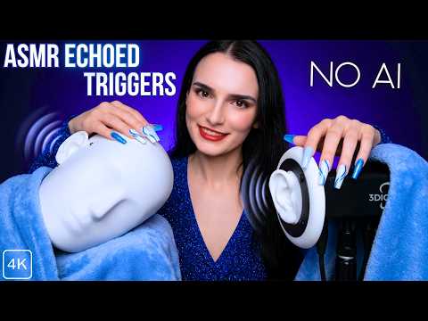 ASMR ECHOED Triggers for DEEP Sleep 😴 Mic Scratching , Tapping , Massage 💙 LONG Nails - No Talking