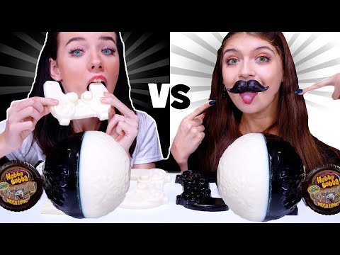 BLACK VS WHITE COLOR CHALLENGE! Eating Sounds By LiLiBu!