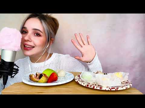 First ASMR video, eating mochi and fruits #asmr #firsttime #mochi #fruits