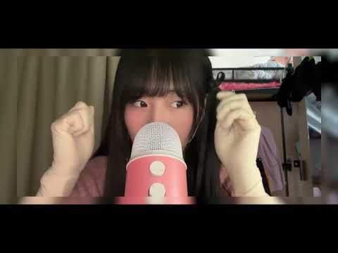 ASMR🎧 | White rubber medical gloves trigger sound.Rubbing, covering the microphone with hand